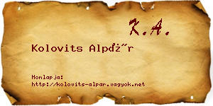 Kolovits Alpár névjegykártya